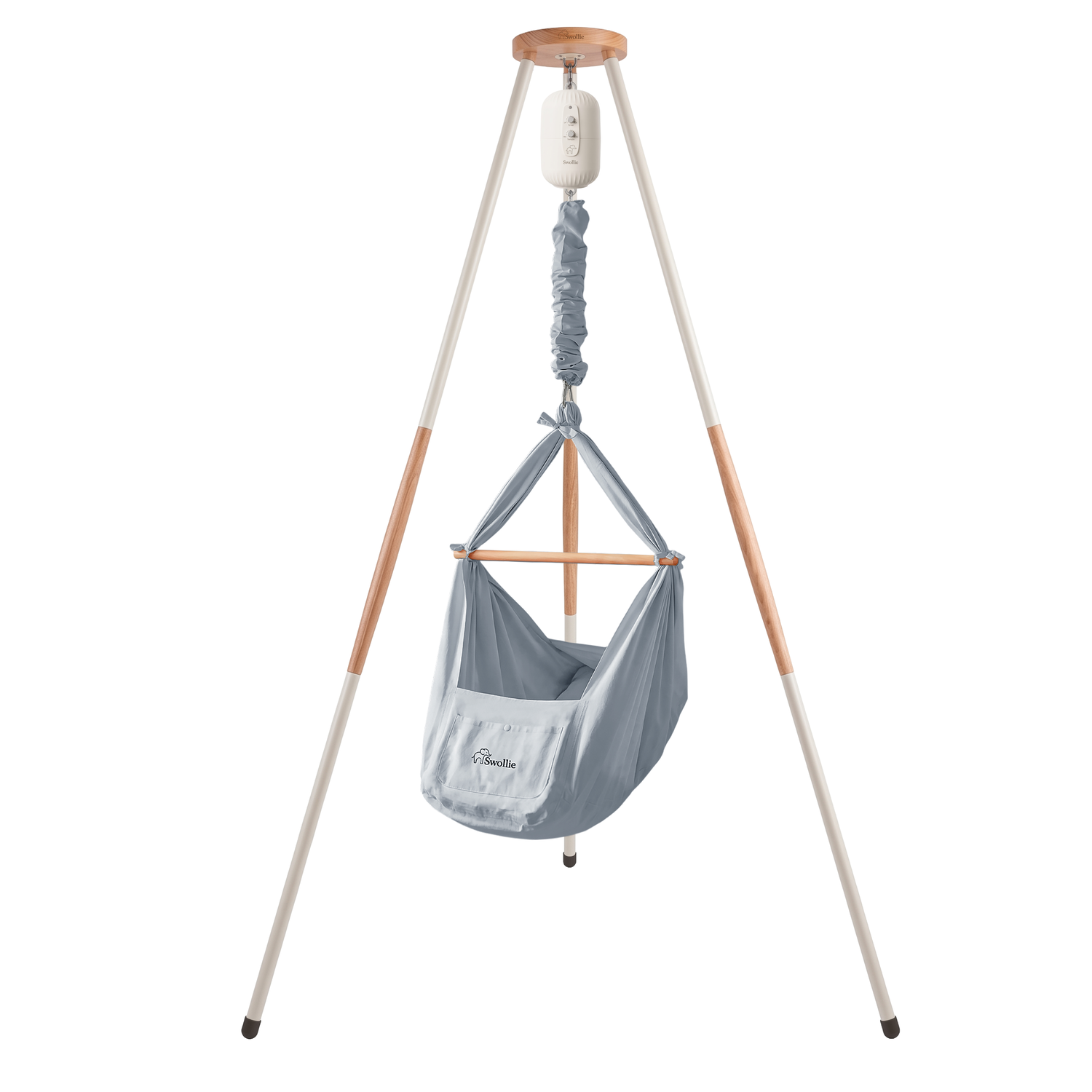 Federwiege Blau mit Gestell – Cloud Dancer (Beige) Pantone 2026 