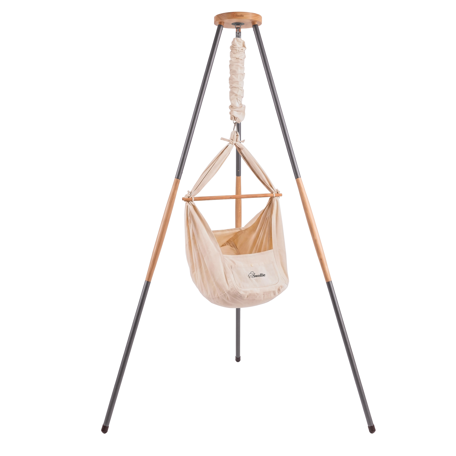 Federwiege Beige mit Gestell – Anthrazit Pantone 2026 Swollie