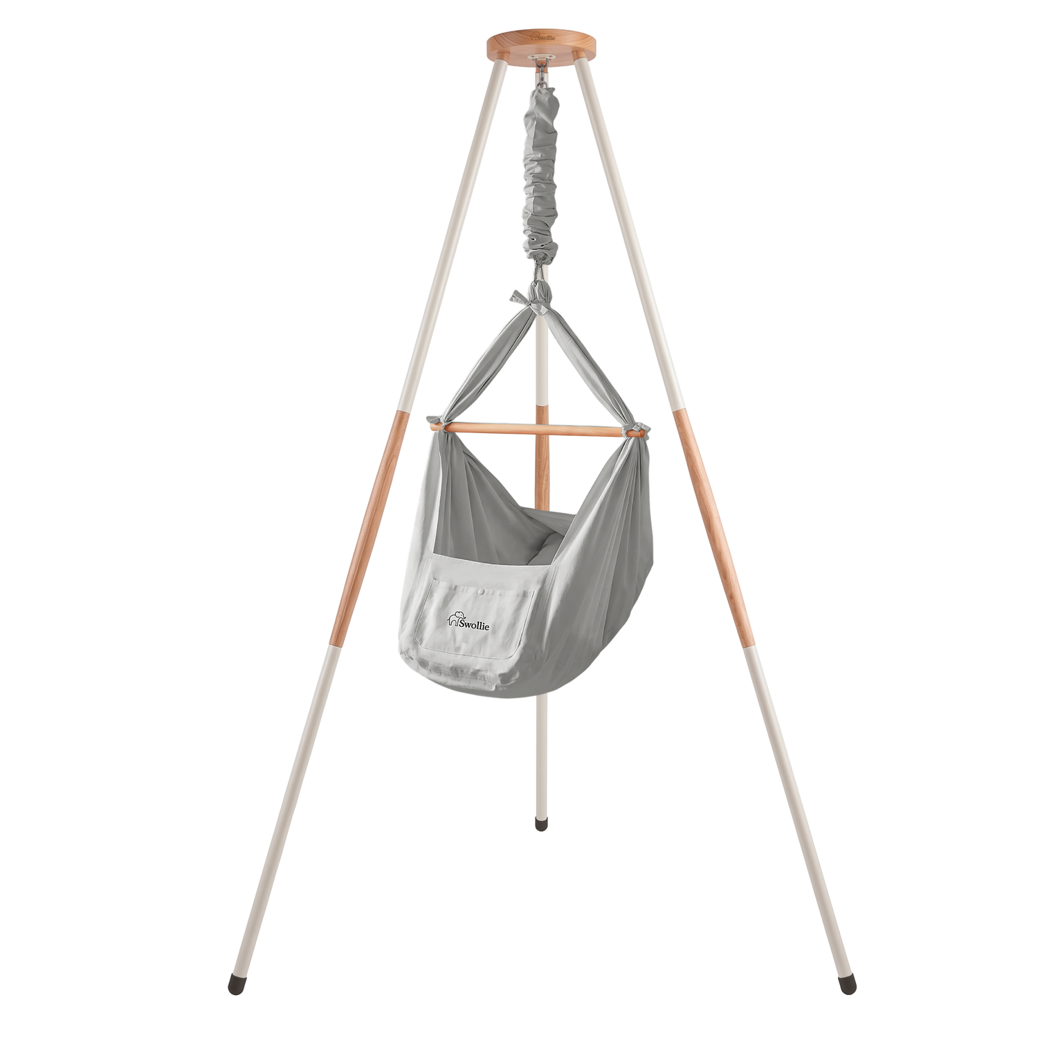 Federwiege Grau mit  Gestell – Cloud Dancer (Beige) Pantone 2026 