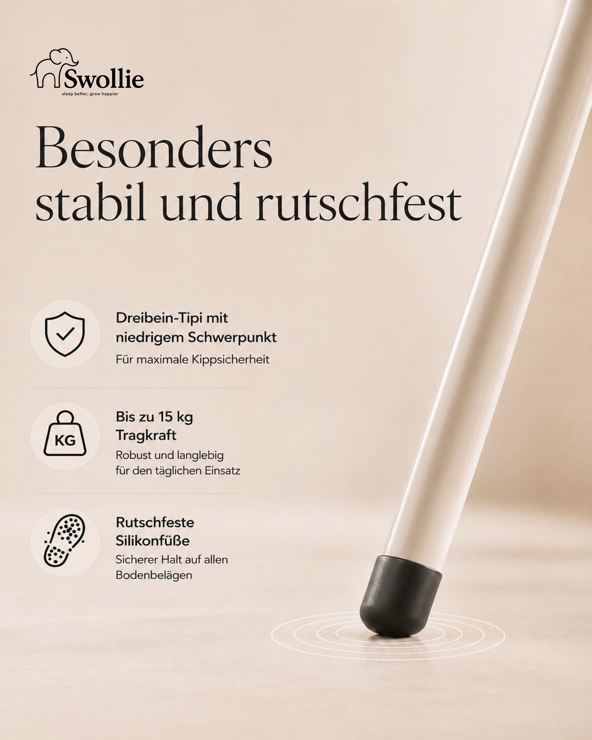 Swollie Federwiege mit Tipi-Gestell