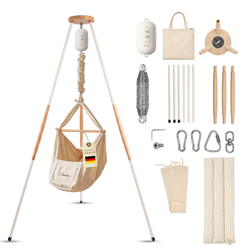 Elektrische Federwiege mit Tipi-Gestell und Motor Preloved | Swollie